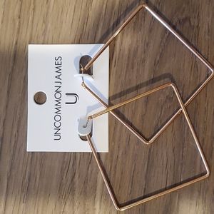 NWT Uncommon James Girls Boss Square Hoops Rose Gold